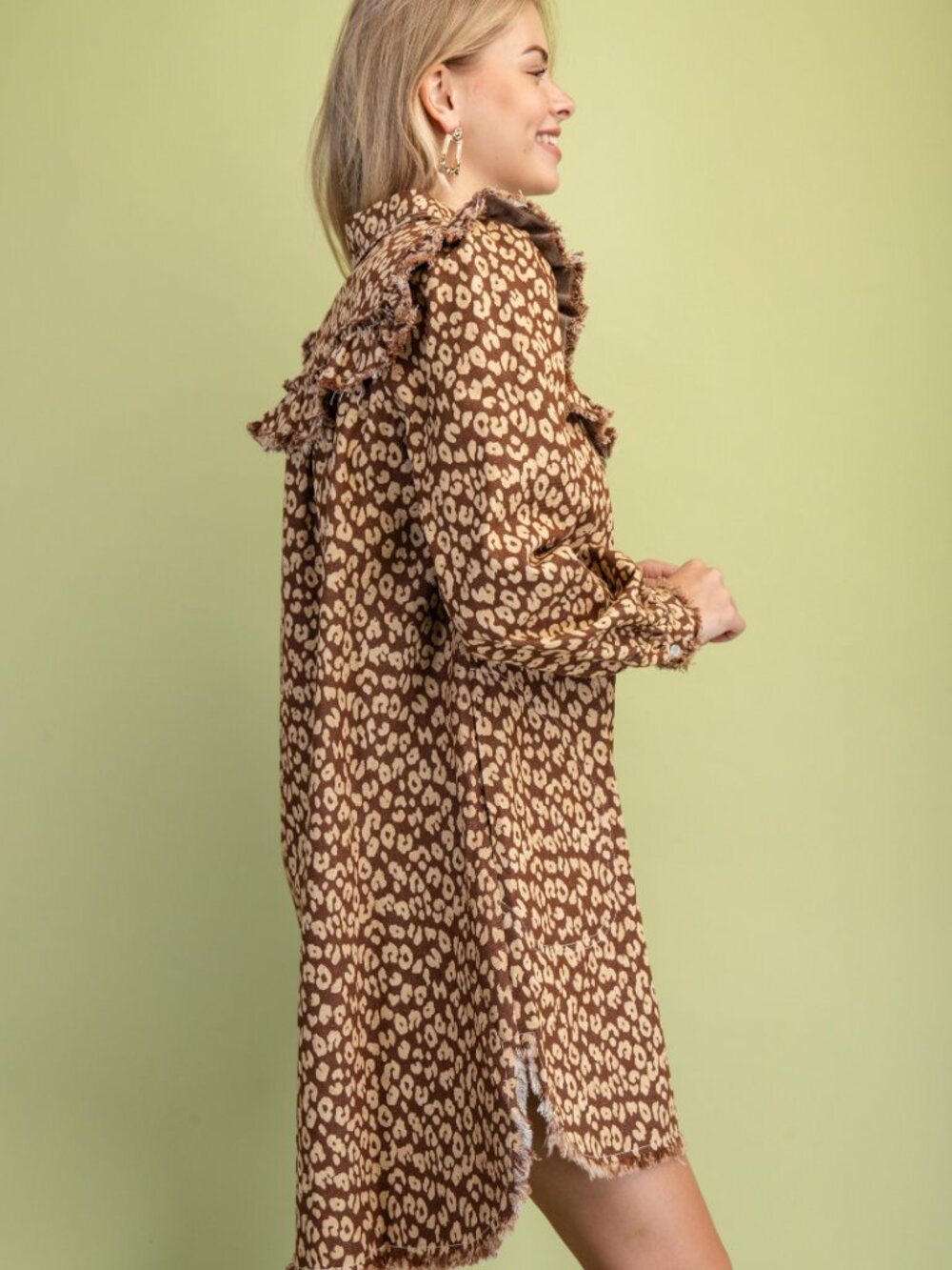 Gigio's Leopard Print Denim Shirt Dress - Picture 4 of 7